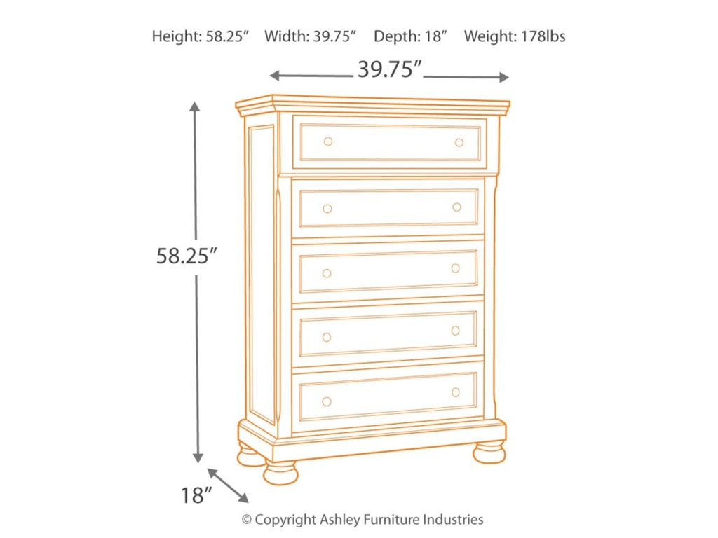 Ashley Flynnter 5 Drawer Chest of Drawers