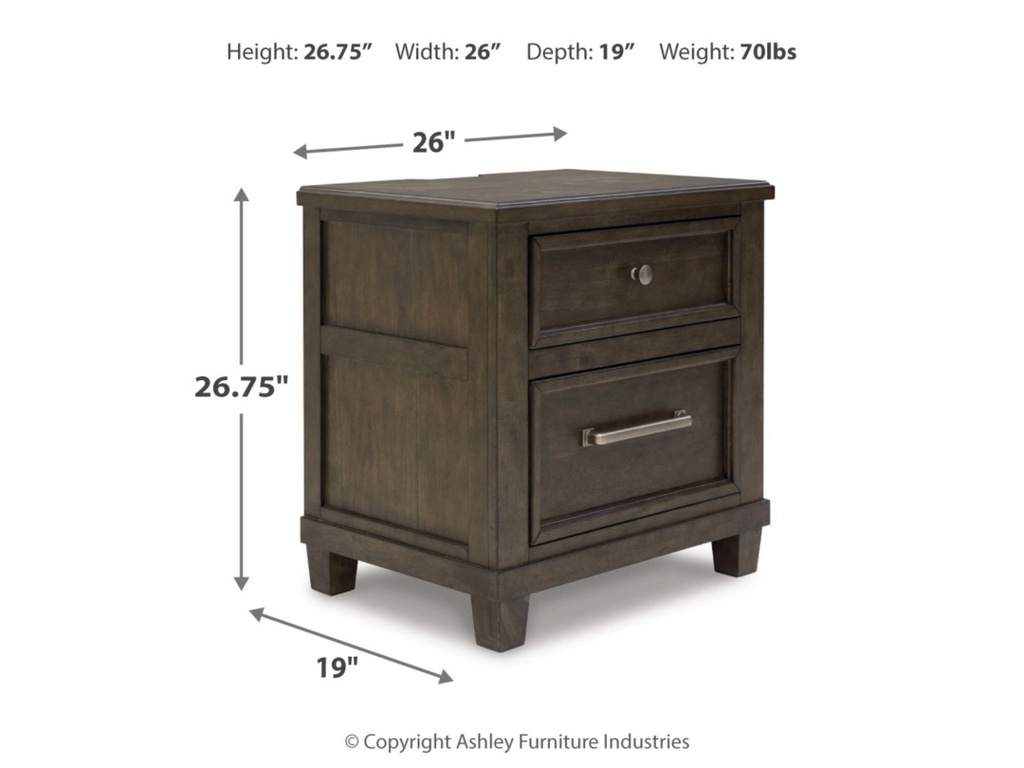 Ashley Hillcott Two Drawer Night Stand - Dark Brown