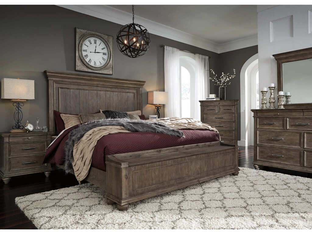 Ashley Johnelle King Panel Bed - Gray w/o Slats w/o Foundation