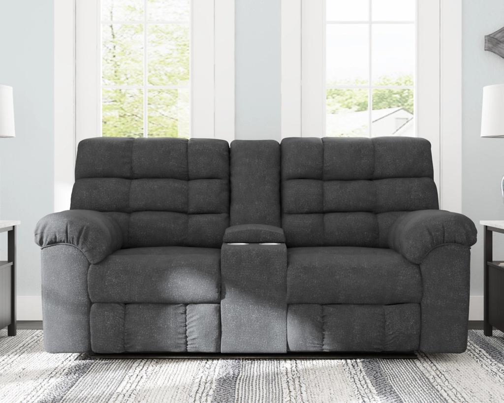 Ashley Wilhurst Double Rec Loveseat w/Console - Marine