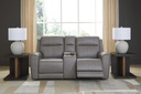 Ashley 5Z-Relaxation Dual Power Leather Reclining Loveseat with Console