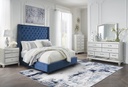 Ashley Coralayne Upholstered Queen Bed - Blue with Foundation M98