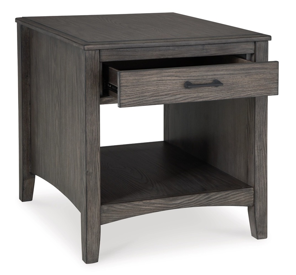 Ashley Montillan Rectangular End Table - Grayish Brown