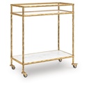 Ashley Plattfield Bar Cart - Antique Gold Finish