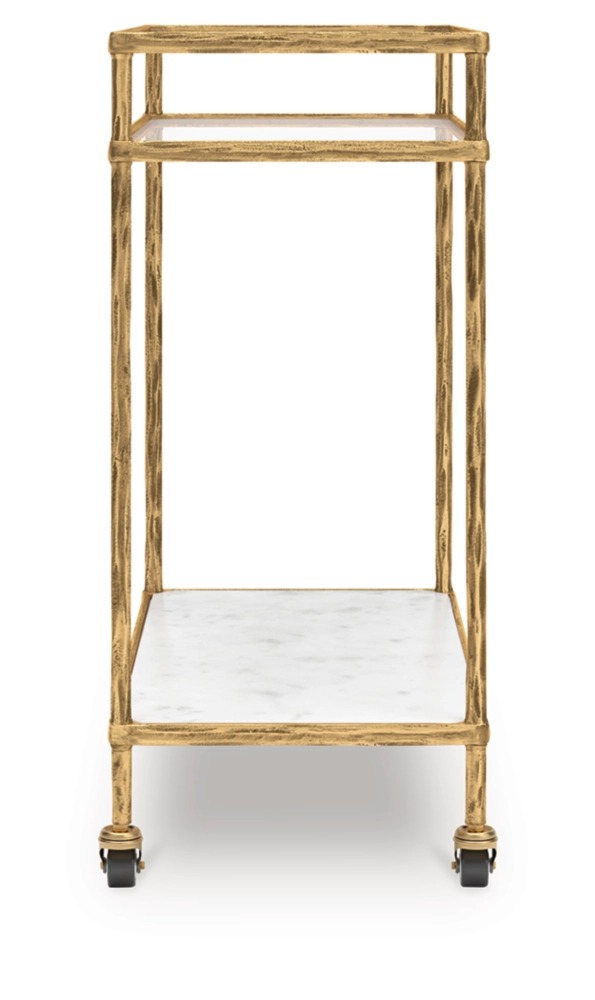 Ashley Plattfield Bar Cart - Antique Gold Finish
