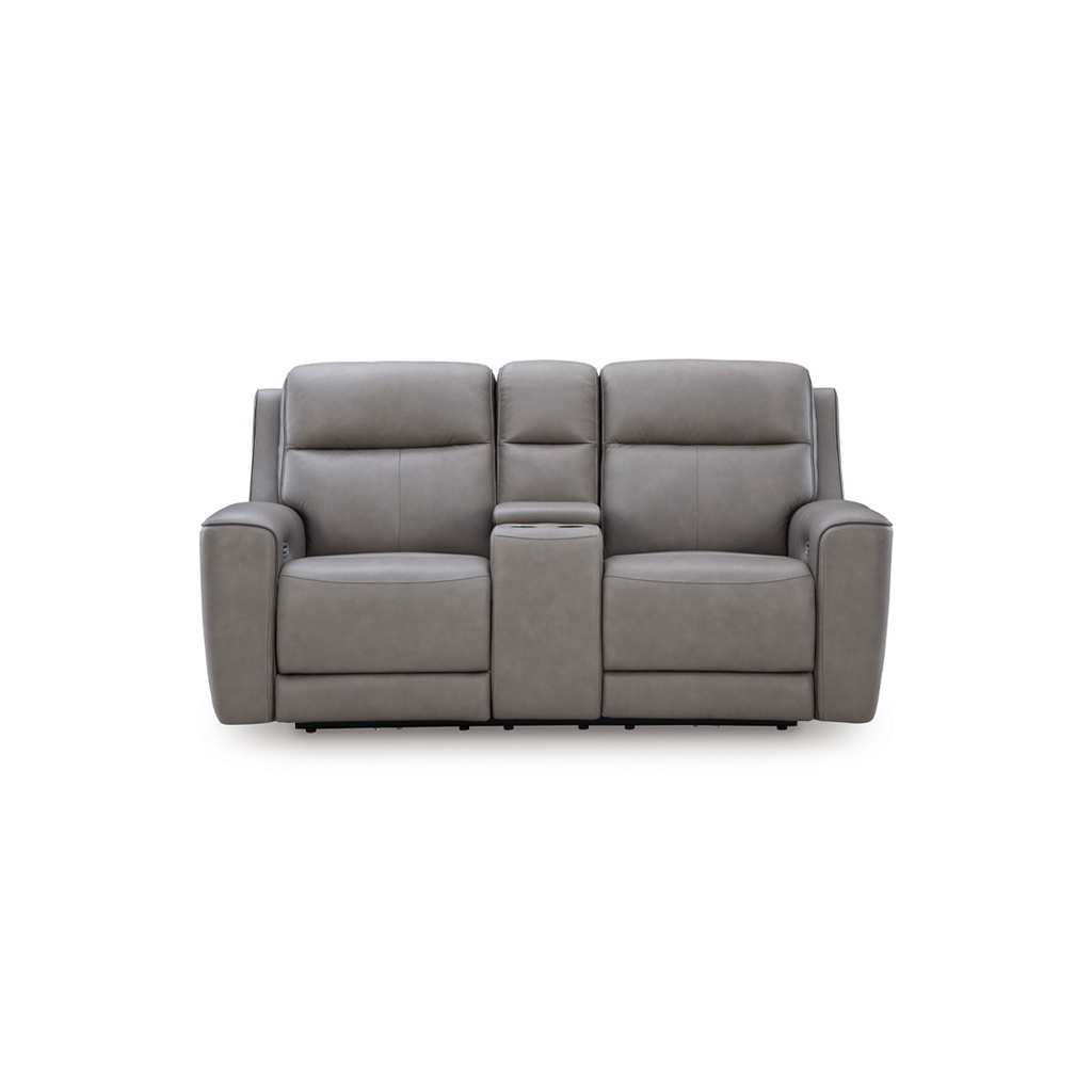 Ashley 5Z-Relaxation Dual Power Leather Reclining Loveseat with Console
