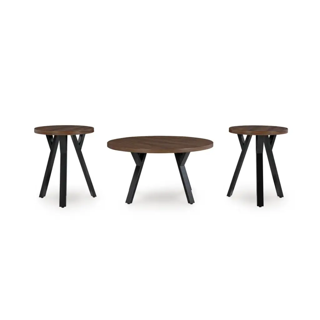 Ashley Elbrynn Occasional Table Set (3/Cn) - Brown/Black