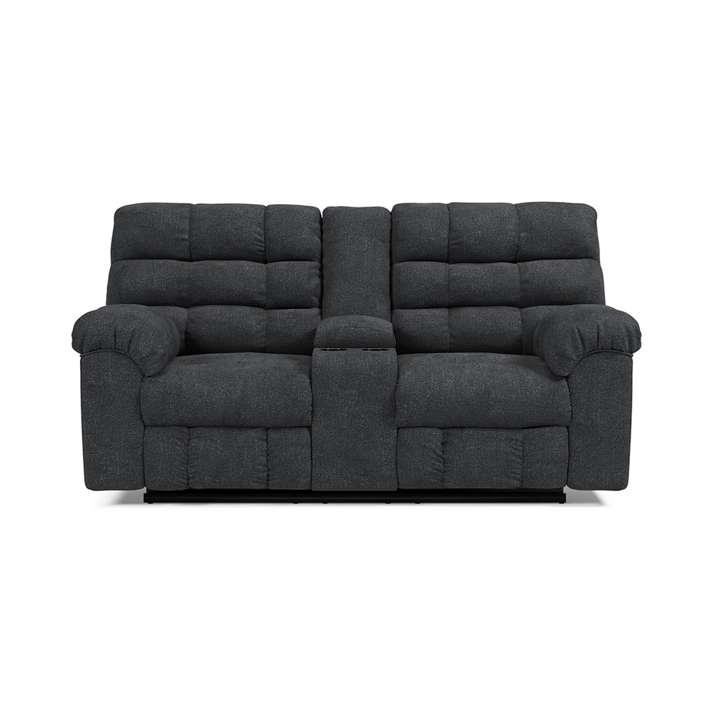 Ashley Wilhurst Manual Reclining Loveseat with Console - Marine